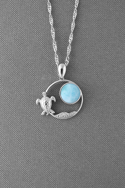 Scene Of Tropical Beach Larimar Pendant