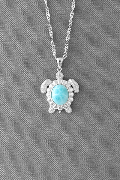 Crab Larimar Silver Pendant