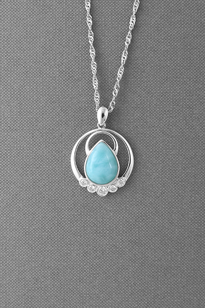 Delicated Larimar Silver Pendant