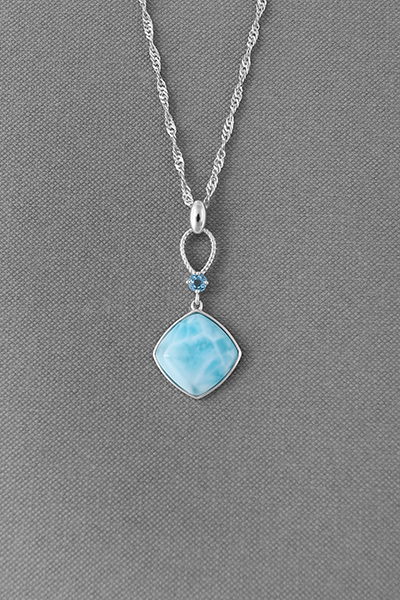 Cushion Well-Crafted Larimar Silver Pendant Chain