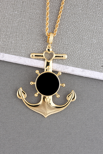 Marine Anchor Pendant Chain 18K Yellow Gold Plate