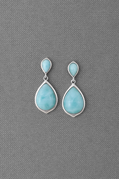 Classical Teardrop Larimar Silver Dangle Earring