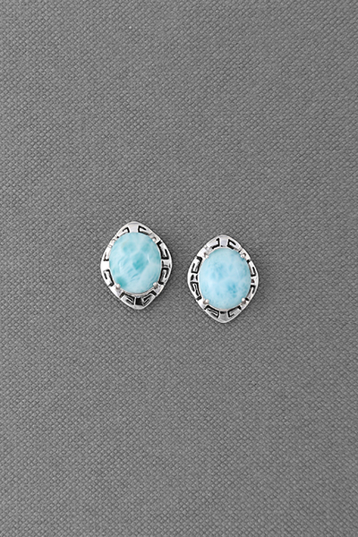 Vintage Larimar Silver Stud Earring