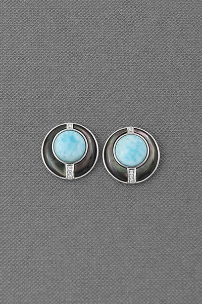 Tranditional Design Larimar Silver Hook Earring