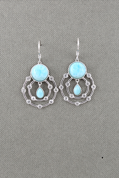 Gorgeous Larimar Silver Hook Earring