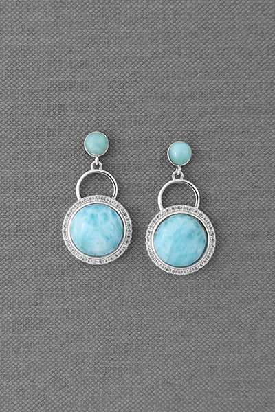 Exquisite Larimar Silver Stud Earring