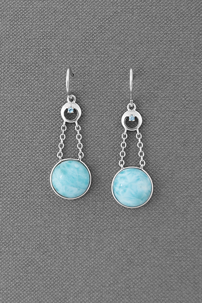 Pendulum Style Larimar Silver Earring