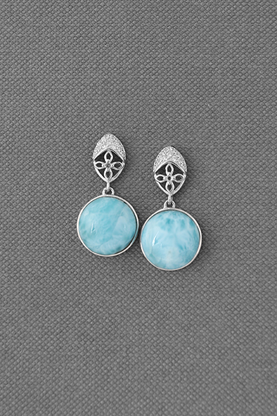 Delicated Larimar Silver Dangle Earring