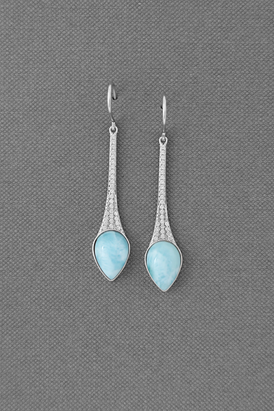 Linear Larimar Silver Dangle Earring