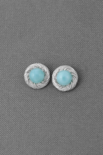 'Hot Wheel' Larimar Bead Stud Earring