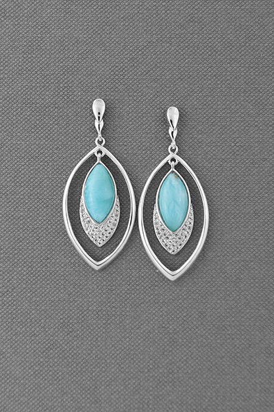 Marquise Open Drop Larimar Dangle Earring