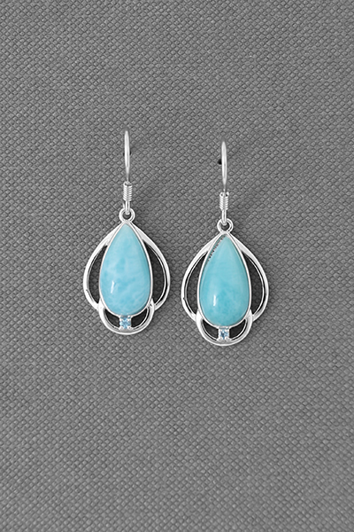 Simple Eleganat Larimar Silver Hook Earring