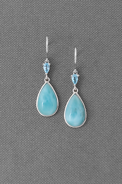 Gorgeous Teardrop Larimar Hook Earring