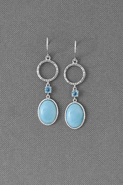 Linear Dangle Larimar Silver dEarring