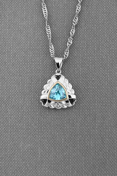 Two-toned Color CZ Triangle Pendant