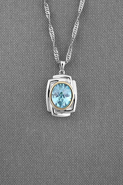 Delicate Two-tone Silver Color CZ Pendant