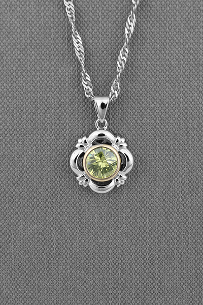 Dainty Two-toned Color CZ Silver Pendant