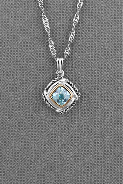 Cool Cushion Design Of Color CZ Silver  Pendant