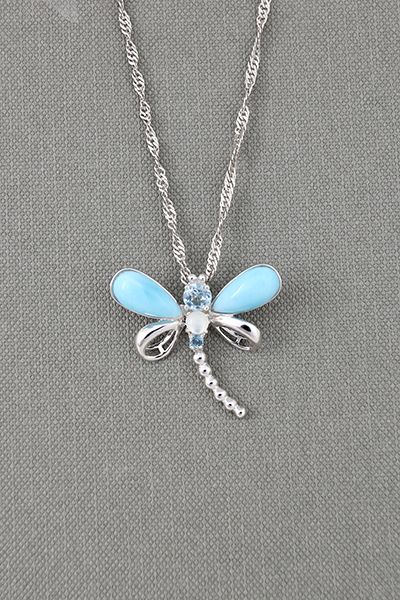 Dragonfly Design Larimar Pendant Necklace