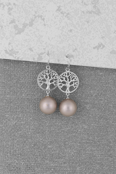 The Life Tree Shell Pearls Drop Silver Earring