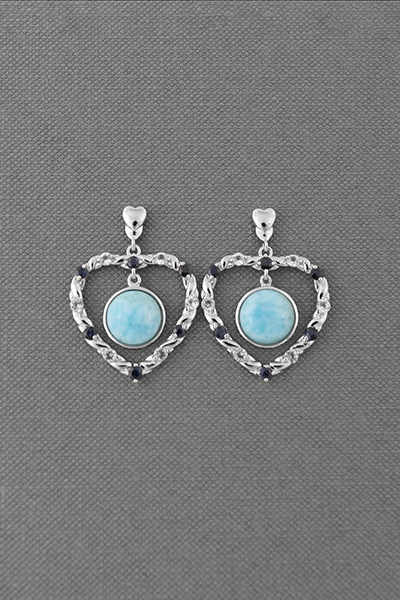 Open Heart Larimar Dangle Drop Earring