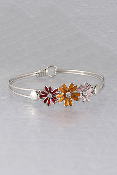 Three Little Daisy Flowers Enameled