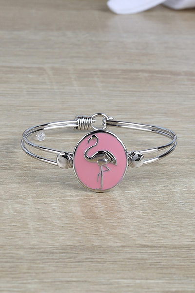 Graceful Beautiful Flamingo Design Bangle Bracelet