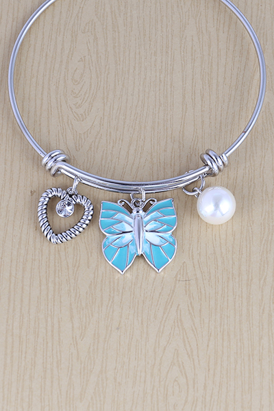 Designed Enameled Butterfly Charm Bracelet