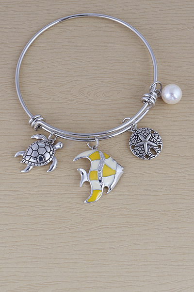 Tropical Fish Enameled Charm Bracelet