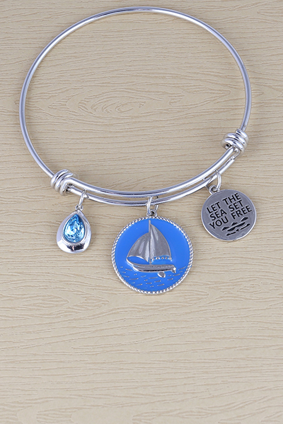 Designed Sailing Boat Charm Bracelet