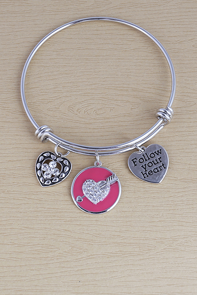 Heart-Followed Design Charm Bracelet