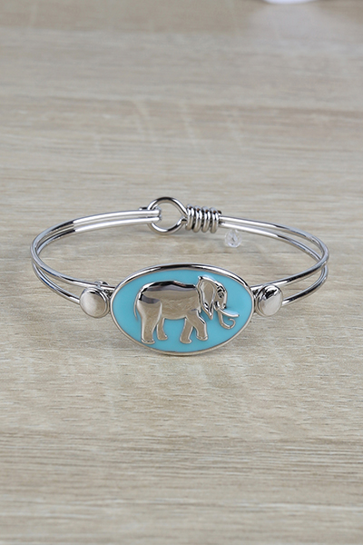 Wise Elephant Design Bangle Ring Bracelet