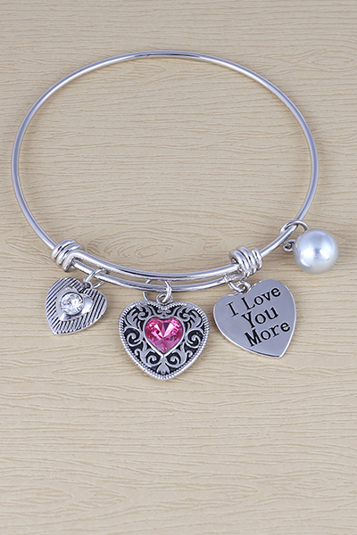 Hearts with full Love Charms Bracelet