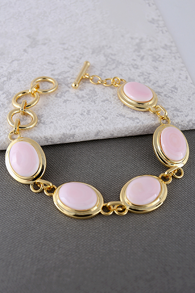 Pink Conch Shell Bracelet 18K Goldplated