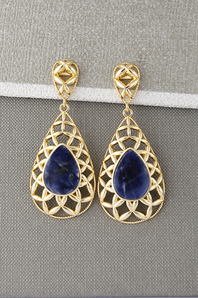 Genuine Lapis Filigree Dangle Earring