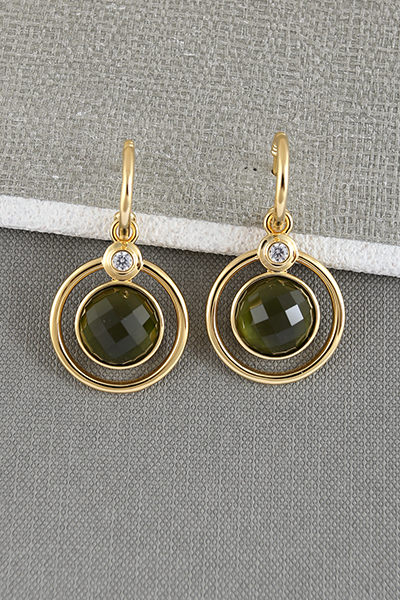 Hoop Earring In Faceted Glass Gemstone