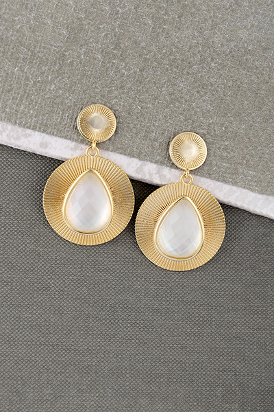 Dangle Earring Radiated Matte Discs Facet Glass Ge